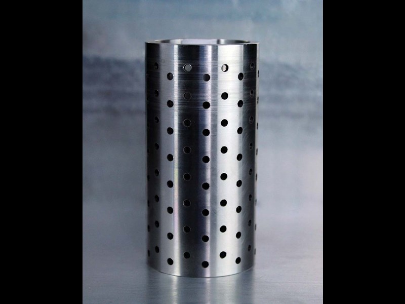 Front view of cylindrical part with holes 