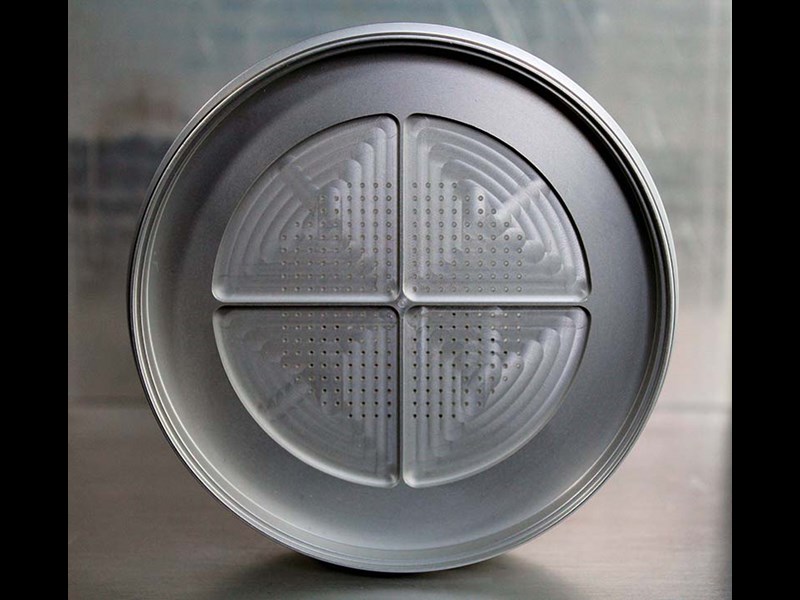 Up close view of circular machined part